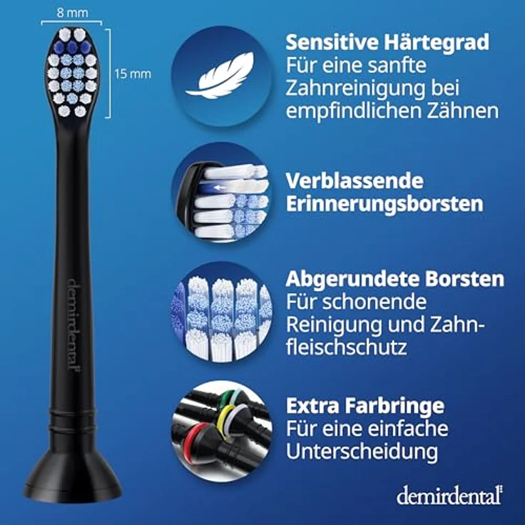 demirdental 8er Ersatzbürsten für Philips Sonicare Mini Sensitive, sanfte Reinigung mit konturierten Borsten und hygienischer Verpackung – Bild 5