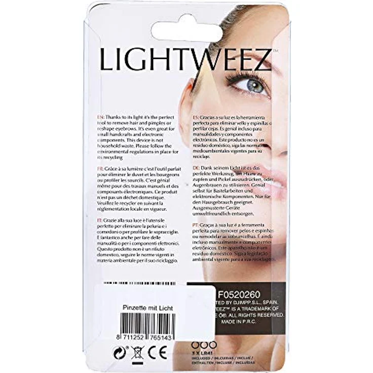 Rolson PINZETTE schräge Spitze mit LED-Licht, Edelstahl 9,5 cm, 1 St. – Bild 2