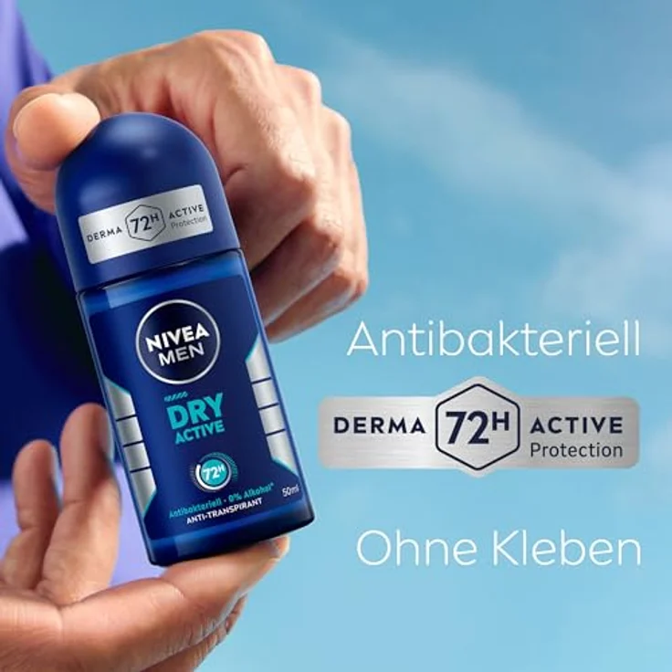 NIVEA MEN Dry Active Deo Roll-On, Antitranspirant mit 72h Aktiv-Schutz und antibakterieller Dual Active Formel (50 ml) – Bild 5