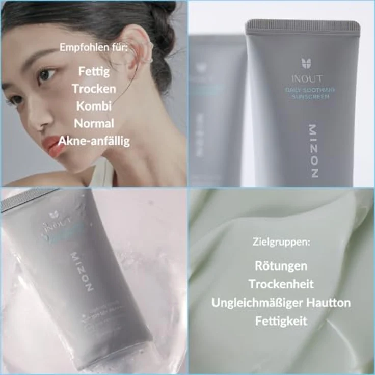 Mizon Inout Daily Soothing Sunscreen, Sonnencreme Gesicht mit SPF50+ PA++++, 50 ml, für empfindliche Haut mit Centella Asiatica und Hyaluronsäure – Bild 9
