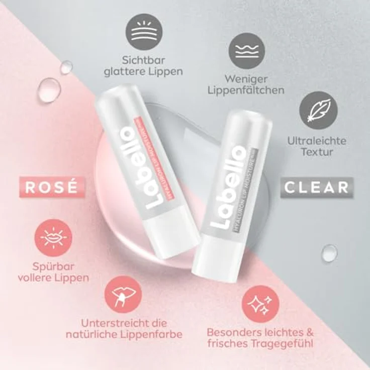 Labello Hyaluron Lip Moisture Plus Rosé, Lippenpflegestift mit Hyaluronsäure und Menthol, 24h Feuchtigkeit, für rosige Lippen, 5,2 ml – Bild 3