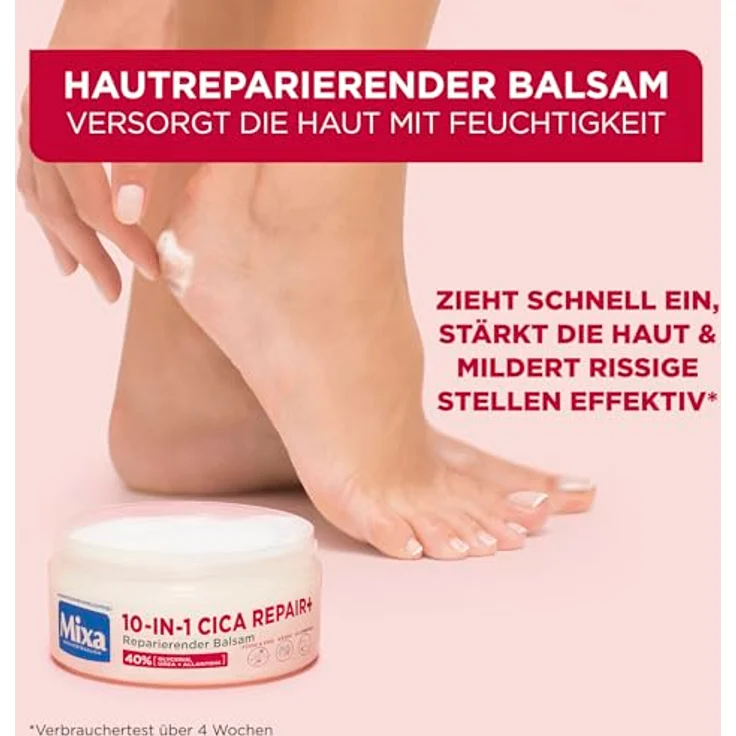 Mixa Urea Cica Repair+ Balsam, 40% Glycerin, Urea und Allantoin, reparierend und feuchtigkeitsspendend für sehr trockene Haut an Ellenbogen, Knie, Füßen & Händen, 150ml – Bild 2