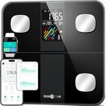 runstar RunSTAR Smart Scale, digitale Personenwaage mit hoher Genauigkeit für Körpergewicht und Fettanteil, 15 Körperzusammensetzungsmetriken, max. 180 kg, FSA HSA zugelassen, großes VA-Display