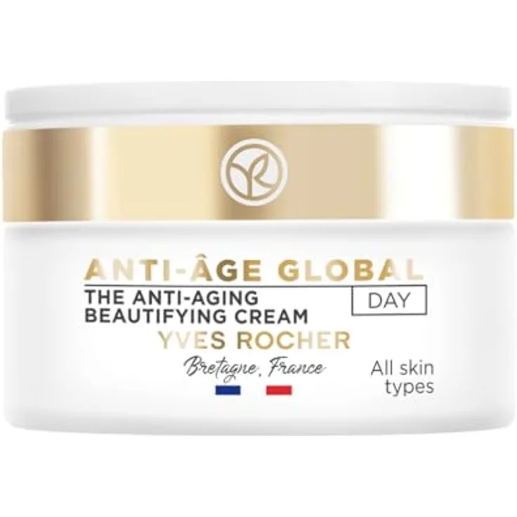 Yves Rocher ANTI-AGE GLOBAL - Korrigierende Tagescreme mit Knospen-Nektar, 50 ml - Luxuriöse Gesichtspflege für alle Hauttypen