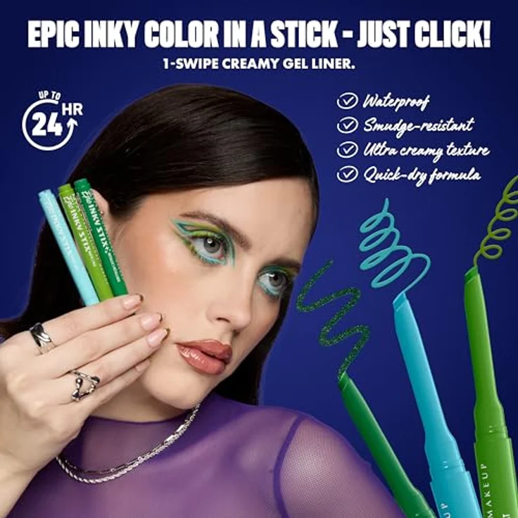 NYX Professional Makeup Epic Inky Stix Gel-Eyeliner, Farbton 06 Cobalt, 1 g - präzise Linie, schnell trocknend, verwischt nicht – Bild 5