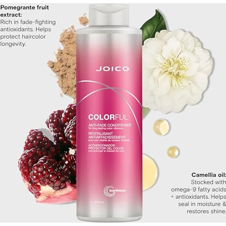 JOICO Colorful Anti-Fade Conditioner, 1000 ml Haarpflege mit Kamelienöl und Granatapfel-Extrakt, schützt coloriertes Haar vor Verblassen – Bild 3