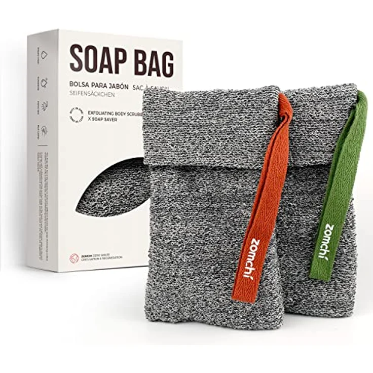 ZOMCHI Seifensäckchen (hart) – 2er Set Seifenbeutel für feste Seife, ultralanglebig, sanftes Peeling, Duschschwamm für Körperpflege – Bild 1