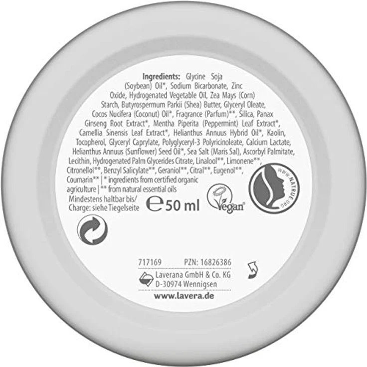 lavera Natural & Strong Deo Creme - mit Bio Ginseng & natürlichen Mineralien - 48 Stunden zuverlässiger Deo-Schutz - ohne Aluminiumsalze & Alkohol - gegen Schweißgerüche - vegan - bio (1 x 50 ml) – Bild 3