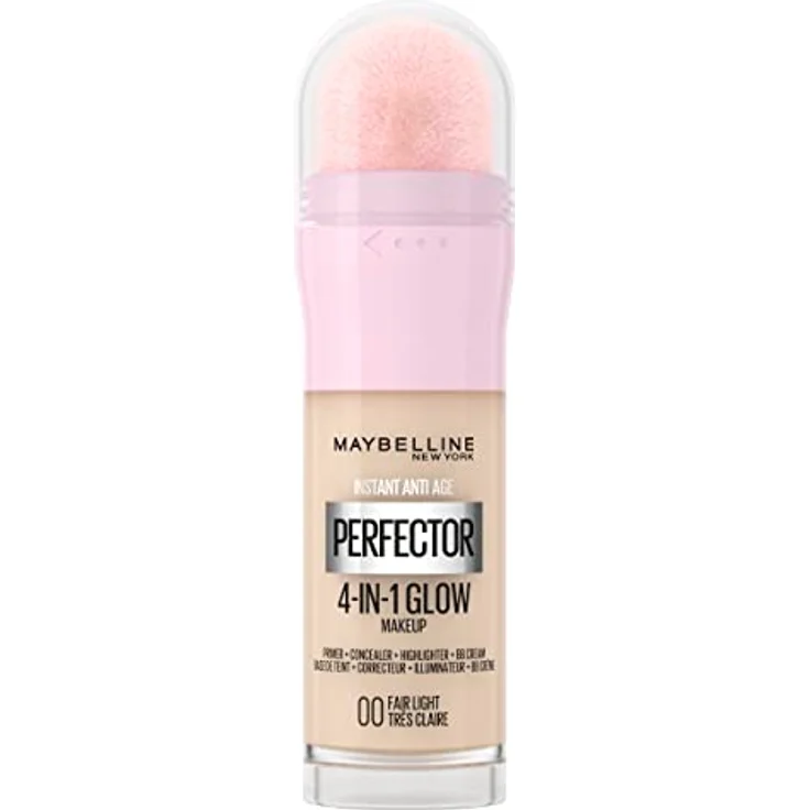 Maybelline New York 4-in-1 Make Up mit Concealer, BB Cream, Highlighter und Primer, für einen perfekten Teint, Foundation mit leichter Deckkraft, Instant Perfector Glow, Nr. 00 Fair Light, 20 ml – Bild 1