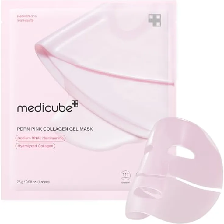 Medicube PDRN Pink Collagen Gel Mask, 28g – Regenerierende Gesichtsmaske mit Kollagen und Niacinamid, Feuchtigkeitsspendend, Glow-Effekt, für alle Hauttypen geeignet
