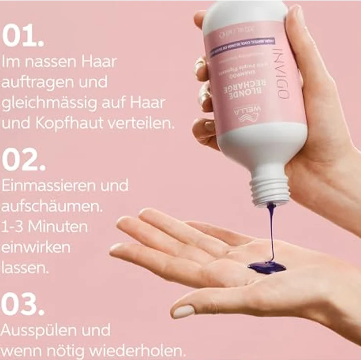Wella Professionals Invigo Blonde Recharge Shampoo – Silbershampoo für blondiertes Haar – mit Vitamin E – 500 ml – Bild 5