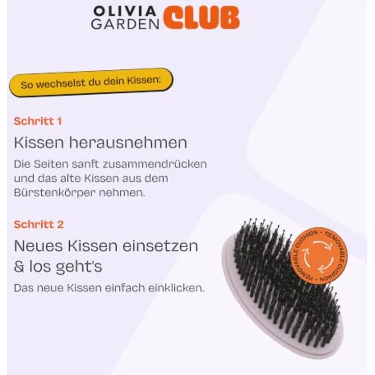 Olivia Garden Club THE RESET CUSHION Wet & Curly Detangling Cushion, Pink, ideales Entwirren für nasses und trockenes Haar mit flexiblen Nylonborsten – Bild 4