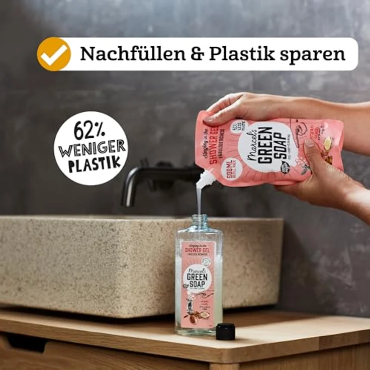 Marcel's Green Soap Duschgel Vanille & Kirschblüte, Mikroplastik-frei, 98% biologisch abbaubar, vegane Rezeptur in recycelter Plastikflasche – Bild 5