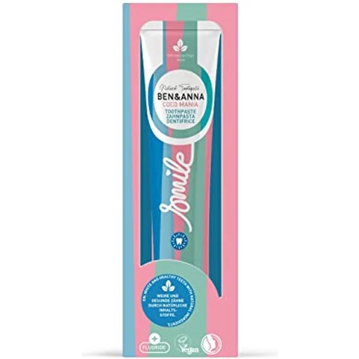 Ben & Anna natürliche Zahnpasta Coco Mania, 75 ml, vegan, ohne Tierversuche, nachhaltige Verpackung, ohne Mikroplastik – Bild 2