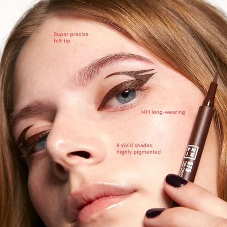 3INA The Color Pen Eyeliner Mini, Filzstift-Eyeliner, 0,6 ml, Farbton 575 - Brown, vegan, präzise Linienführung – Bild 4