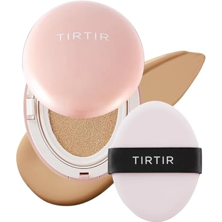 TIRTIR Mask Fit All Cover Pink Cushion Foundation, hohe Deckkraft, samtig-mattes Finish, leicht, neutralisiert Rötungen, 27N Camel, 0,63 Fl Oz – Bild 1