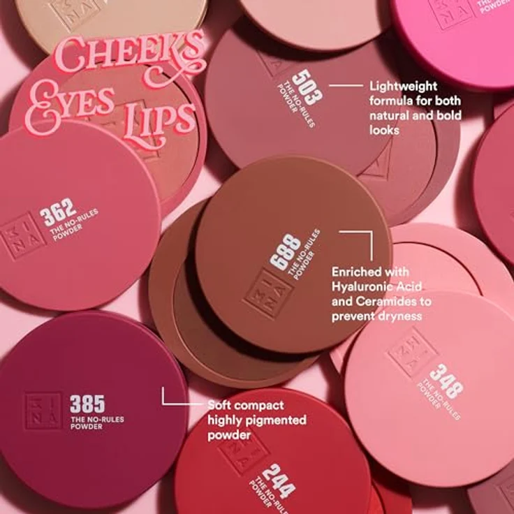 3INA The No-Rules Powder, multifunktionales Make-up für Augen, Lippen und Gesicht in Hot Coral, matte, 8 g – Bild 4