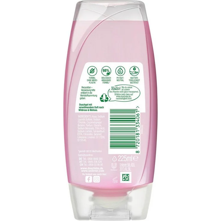 duschdas Duschgel Wilde Blumenwiese, Wildrose und Melisse, pH-hautneutral, 250 ml