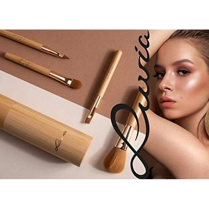 Luvia Cosmetics Kosmetikpinsel-Set Travel Bamboo Tube, 4 tlg. Make-up Accessoires Set, Dekorative Kosmetik Make-up Accessoires – Bild 8