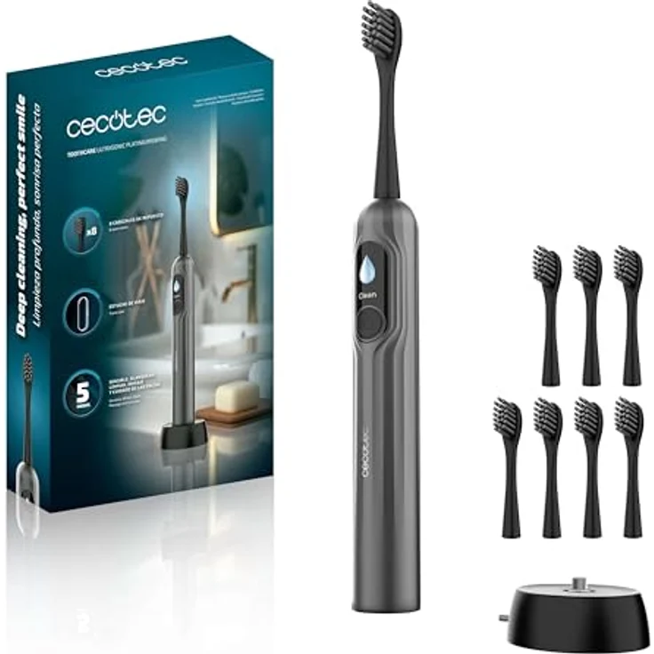 Cecotec ToothCare UltraSonic PlatinumSwing, elektrische Zahnbürste mit 50.000 U/min, 5 Modi, Drucksensor, kabelloser Ladestation und 8 Köpfen – Bild 1