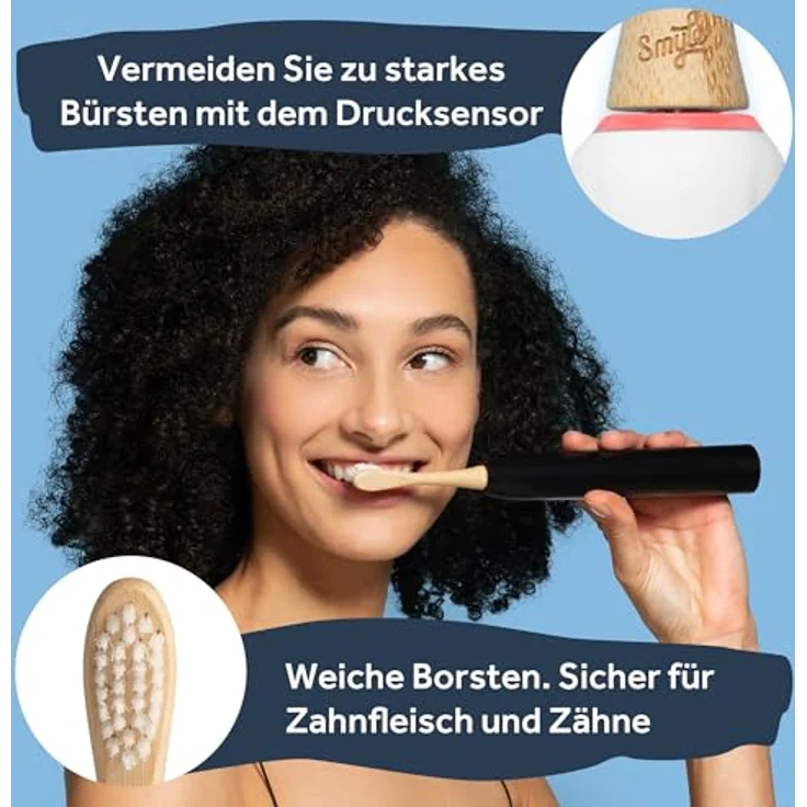 Smyle Sonic Elektrische Zahnbürste, 5 Reinigungsmodi, Drucksensor, Delfter Blau – Bild 5