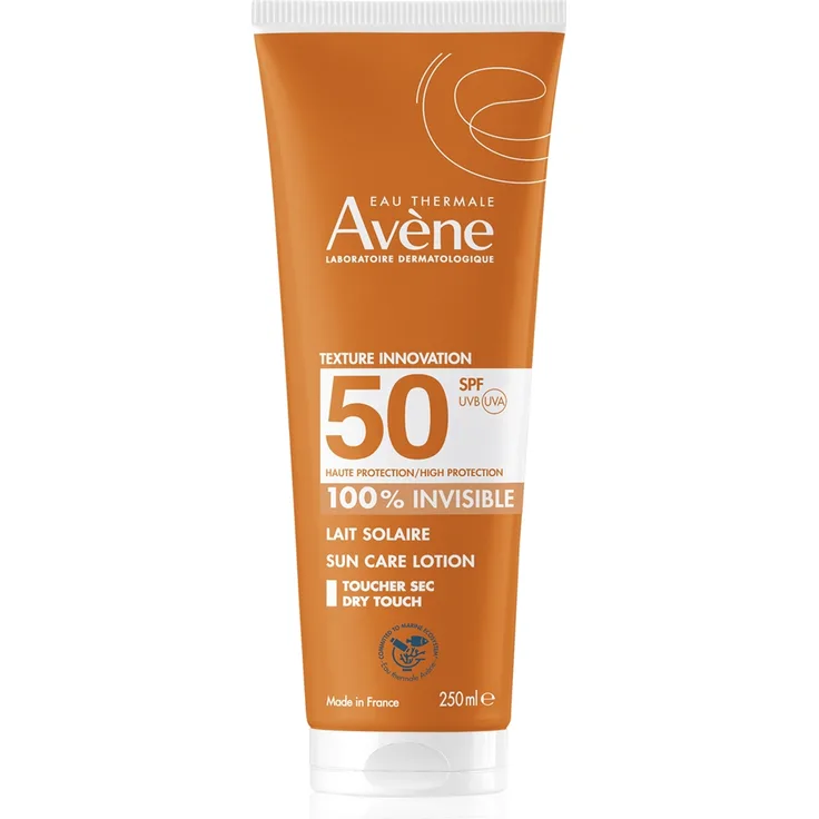 Avène Sonnenmilch Dry Touch SPF 50, wasserfest & vegan, für empfindliche Haut, 100 % unsichtbar, UVA/UVB-Schutz, 250 ml