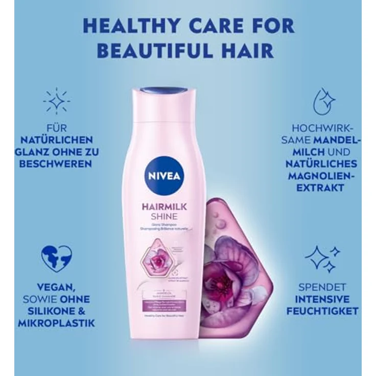 NIVEA Haarmilch Natürlicher Glanz pH-Balance Haarshampoo 250 ml – Bild 2