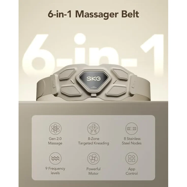 SKG W9 Pro Massagegerät, Infrarot-vibrierendes Heizkissen mit 3 Vibrationsmodi und 9 P-Tech-Modi für den unteren Rücken, tragbar und verstellbar für Taillenweiten von 58-114 cm – Bild 2