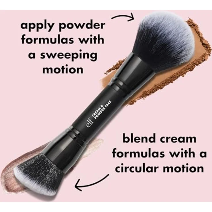 e.l.f. Dual-Ended Cream + Powder Brush, Zwei-In-Eins-Makeup-Pinsel für Creme und Puder, Vegan & Tierversuchsfrei – Bild 4