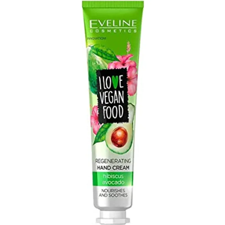 Eveline Cosmetics Ich Liebe Vegan Food Regenerierende Handcreme Avocado & Hibiskus, 50 ml