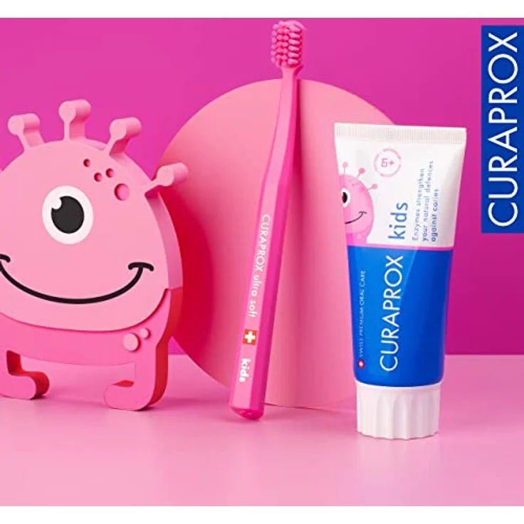 Curaprox Kids Wassermelone, Zahnpasta für Kinder ab 6 Jahren mit mildem Geschmack von Wassermelone, 1450 ppm Fluorid, RDA 40, Pink, 60 ml – Bild 5