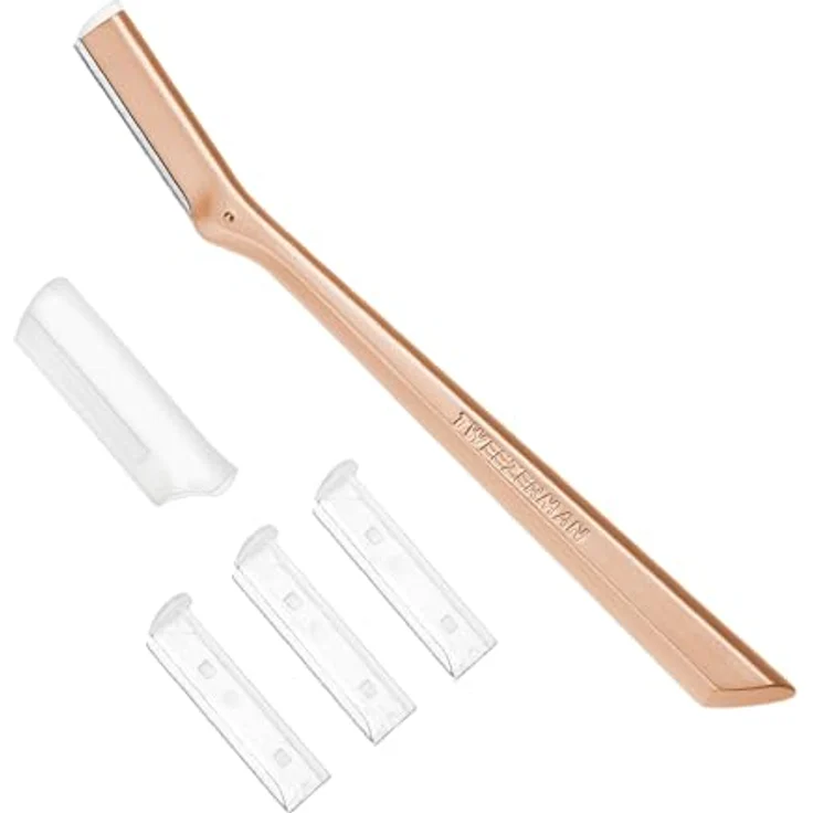 Tweezerman Skin Care Gesichtshaarrasierer, Edelstahl-Klingen mit 3 Ersatzklingen für sanftes Peeling – Bild 1