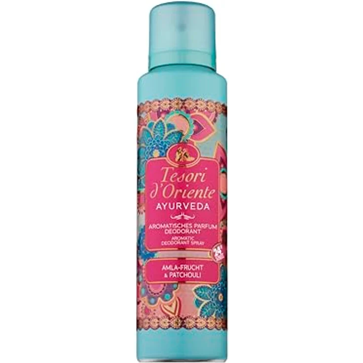 Tesori d'Oriente Parfum Deodorant 'Ayurveda', 150 ml, aromatisches Deo-Spray mit Amla-Frucht und Patchouli, 24 h Schutz, Wellness-Ritual für Körper & Sinne, holzige Aromen mit süßer Orange, Zitrone, Zedernholz (Orange / Lemon) – Bild 1