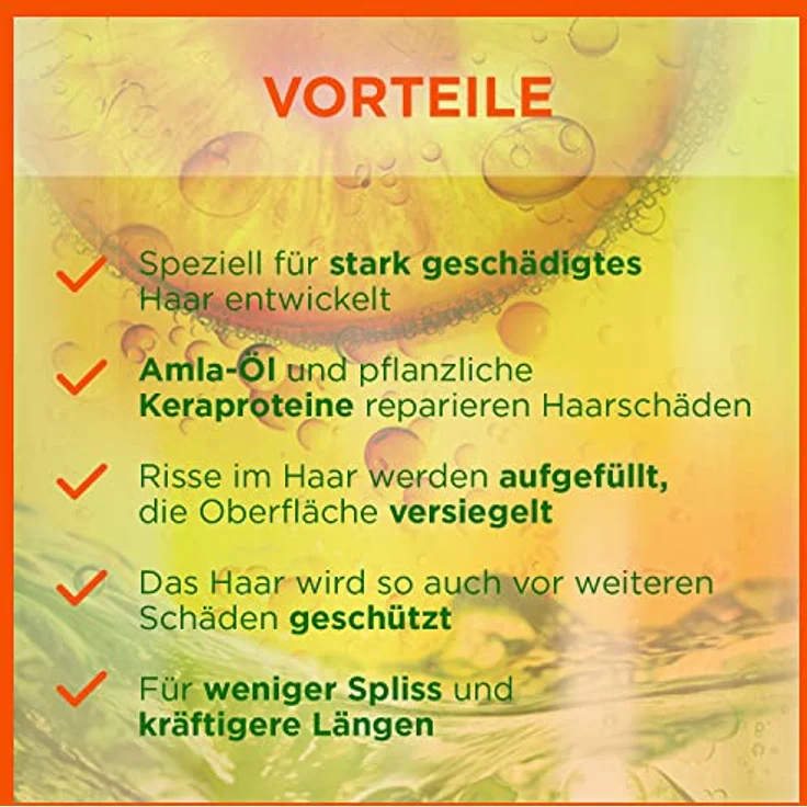 Garnier Fructis Schadenlöscher reparierendes Shampoo für geschädigtes Haar XXL, Mit Amla-Öl und pflanzlichen Keraproteinen für weniger Spliss, Maxi Format, 1000ml – Bild 2