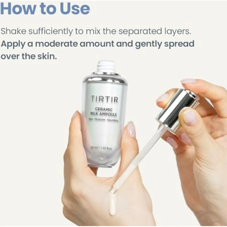 TIRTIR Ceramic Milk Ampoule, feuchtigkeitsspendendes Gesichtsserum zur Verjüngung, 10 ml, vegan – Bild 6