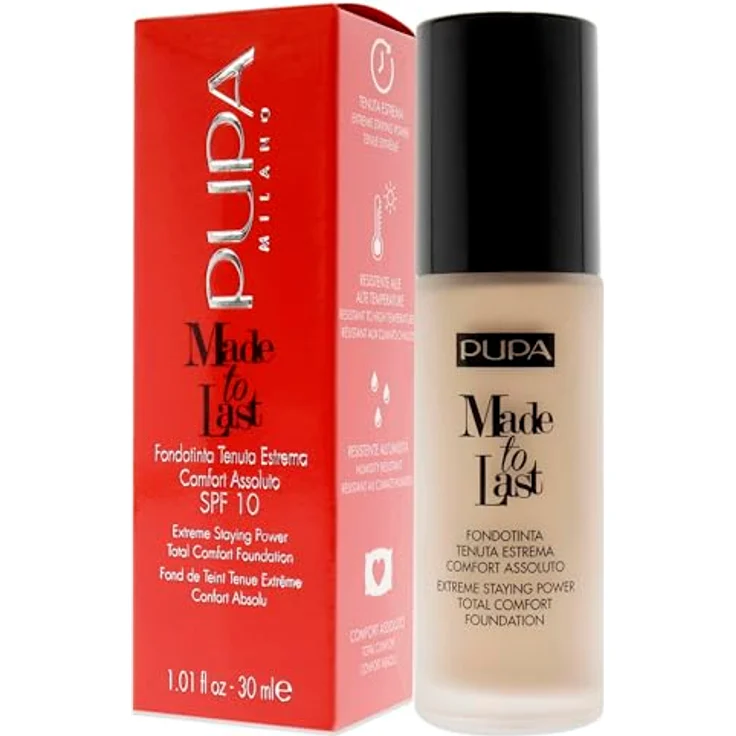 PUPA Milano Made To Last Foundation, Flüssig-Foundation mit Lichtschutzfaktor 10-30, 30 ml – Bild 4