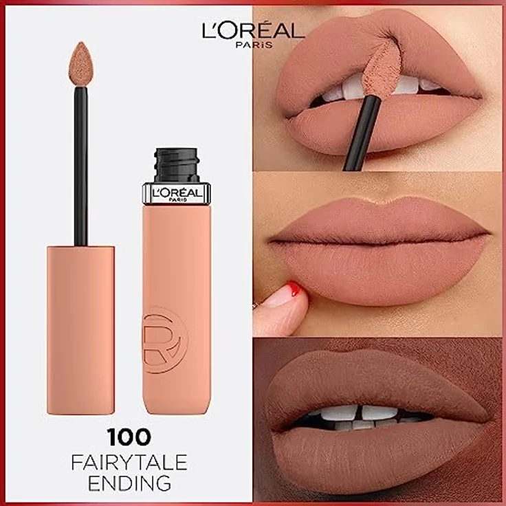 L'Oréal Paris Pflegender Lippenstift mit mattem Finish, Für leuchtende Farben mit bis zu 16 Stunden Halt, Infaillible Matte Resistance, Nr. 100 Fairytale Ending, 1x 5 ml – Bild 4