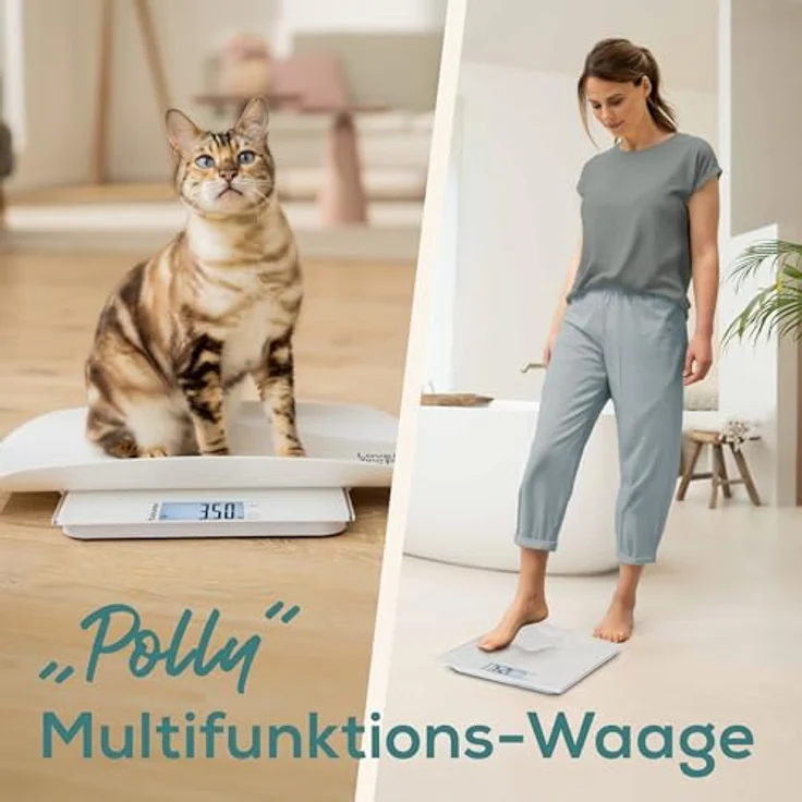 BEURER Polly Multifunktions-Haustierwaage, digitale Präzisionswaage bis 180 kg, Sicherheitsglas-Trittfläche, integrierte BMI-Berechnung, Überlastungsanzeige – Bild 2