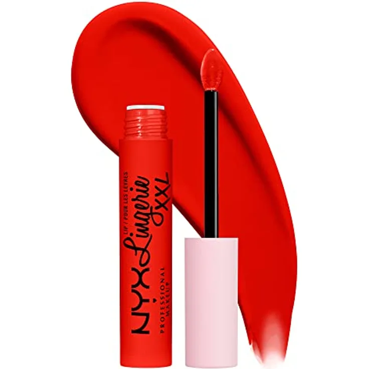 NYX Professional Makeup Lip Lingerie XXL, Flüssiger Lippenstift in ON FUEGO, 4 ml, langanhaltend und matt