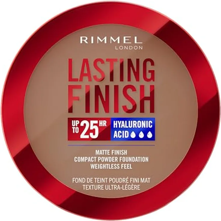 Rimmel London Lasting Finish 12 Cinnamon Compact Foundation, Soft-Focus, mattes Finish, vollständige Abdeckung, SPF20, vegane Formel, 7 g
