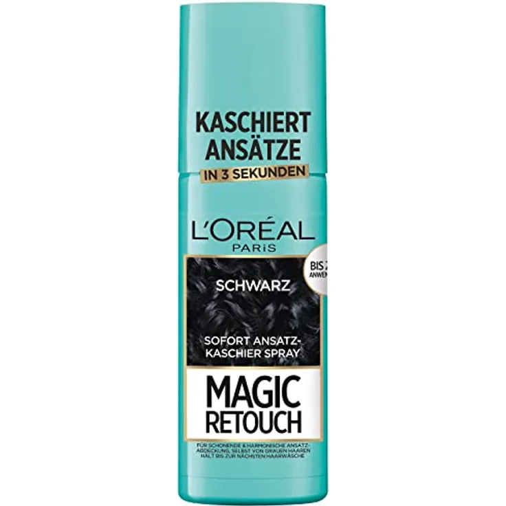 L'Oréal Paris Ansatz-Kaschierspray für stufenlose und natürliche Übergänge, Kaschiert Ansätze bis zur nächsten Haarwäsche, Magic Retouch, Schwarz, 1 x 75 ml
