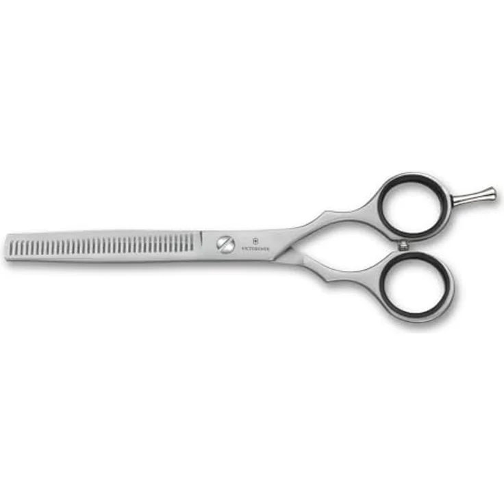 Victorinox Effilierschere 15 cm, Friseurschere mit extra scharfen rostfreien Stahlklingen und Fingerstütze, Silber – Bild 3