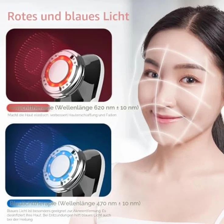 Lalano`S Cosmetics SkinStar EMS Gesichtsmassagegerät, Anti-Aging mit Photonentechnologie, Hot/Cool Behandlung, Vibrationsmassage, tragbar und USB aufladbar – Bild 3