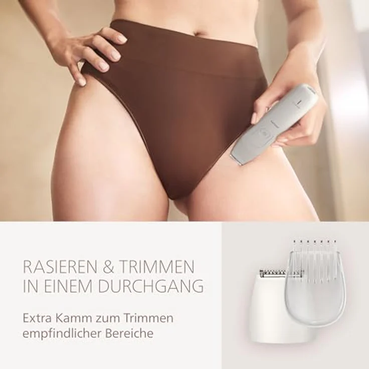 Philips Lady Shaver Series 8000, Elektrorasierer für nasse und trockene Anwendungen, kabellos mit 3 Aufsätzen und Trimmeraufsatz – Bild 11