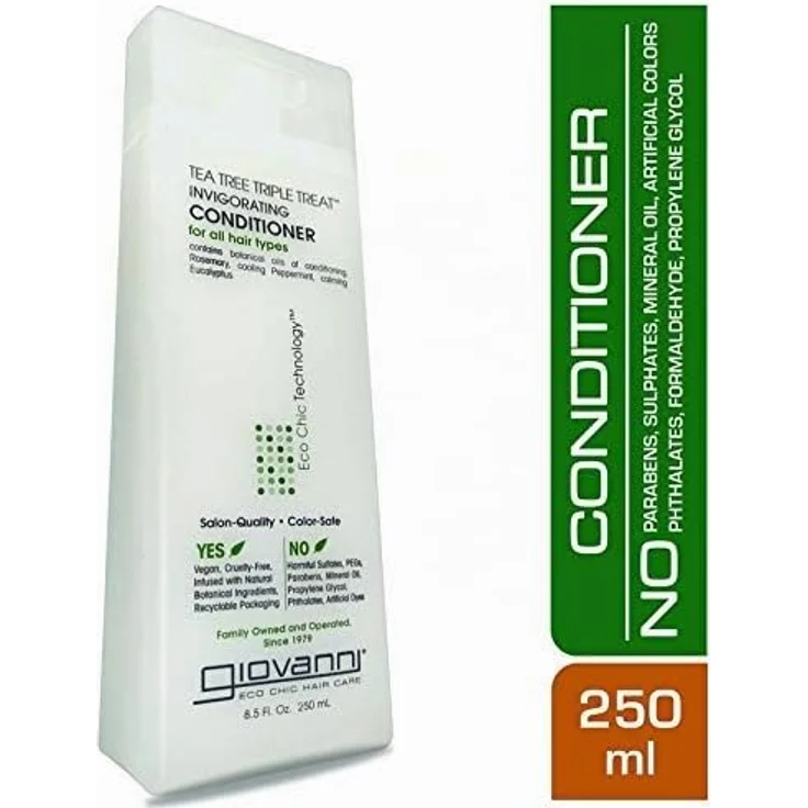 Giovanni Tea Tree Triple Treat Invigorating Conditioner, 250 ml, für alle Haartypen, mit Teebaumöl, vegan und tierversuchsfrei – Bild 2