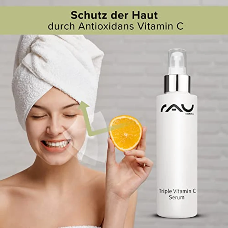 RAU Cosmetics Triple Vitamin C Serum 100 ml - Hochdosiertes Vitamin C Anti Aging Serum mit 3 Vitamin C Säuren & Irish Moss - Vitamin C Moisturizer Gesicht - Kollagen Booster Gesichtspflege – Bild 3