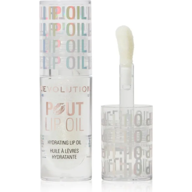 Revolution Pout Lip Oil, Lippenöl mit Glitzerteilchen, 4.6 ml, farblos, feuchtigkeitsspendend, hochglänzend