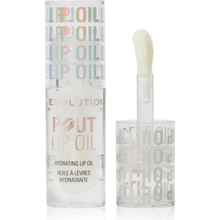 Revolution Pout Lip Oil, Lippenöl mit Glitzerteilchen, 4.6 ml, farblos, feuchtigkeitsspendend, hochglänzend