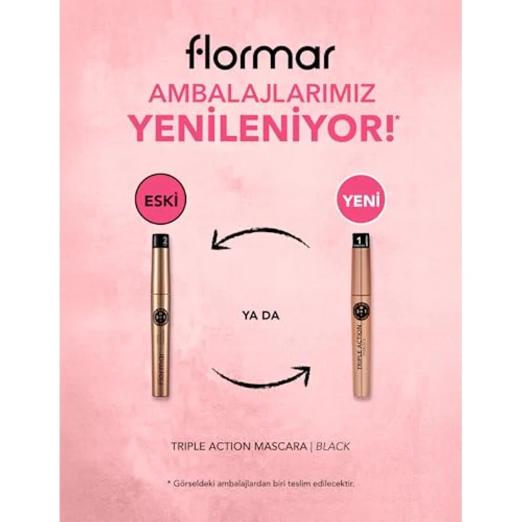 flormar Triple Action Mascara, nährende Wimperntusche 3in1, 8 ml, intensives Volumen und Verlängerung – Bild 2