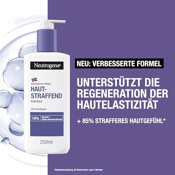 Neutrogena Hautstraffende Bodymilk, reparierende & straffende Körperlotion mit Glycerin & Kollagen stimulierenden Mineralien, für geschmeidige & straffe Haut (250 ml) – Bild 2